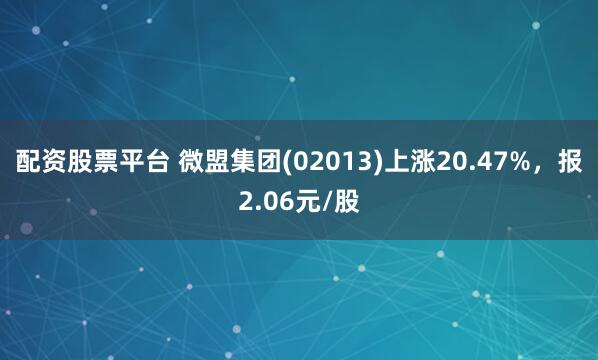 配资股票平台 微盟集团(02013)上涨20.47%，报2.06元/股
